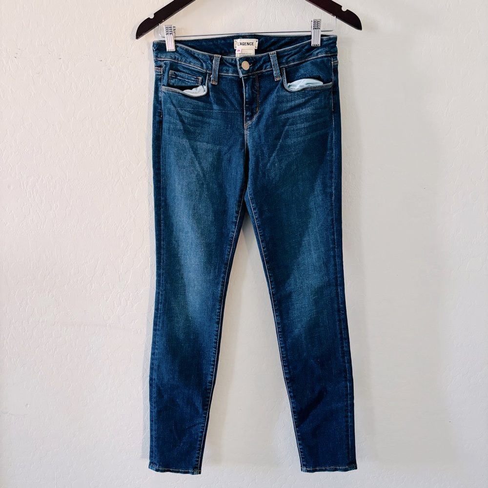 L'AGENCE Chantal Low Rise Skinny Women's Dark Vintage Blue Skinny Jeans Size 28